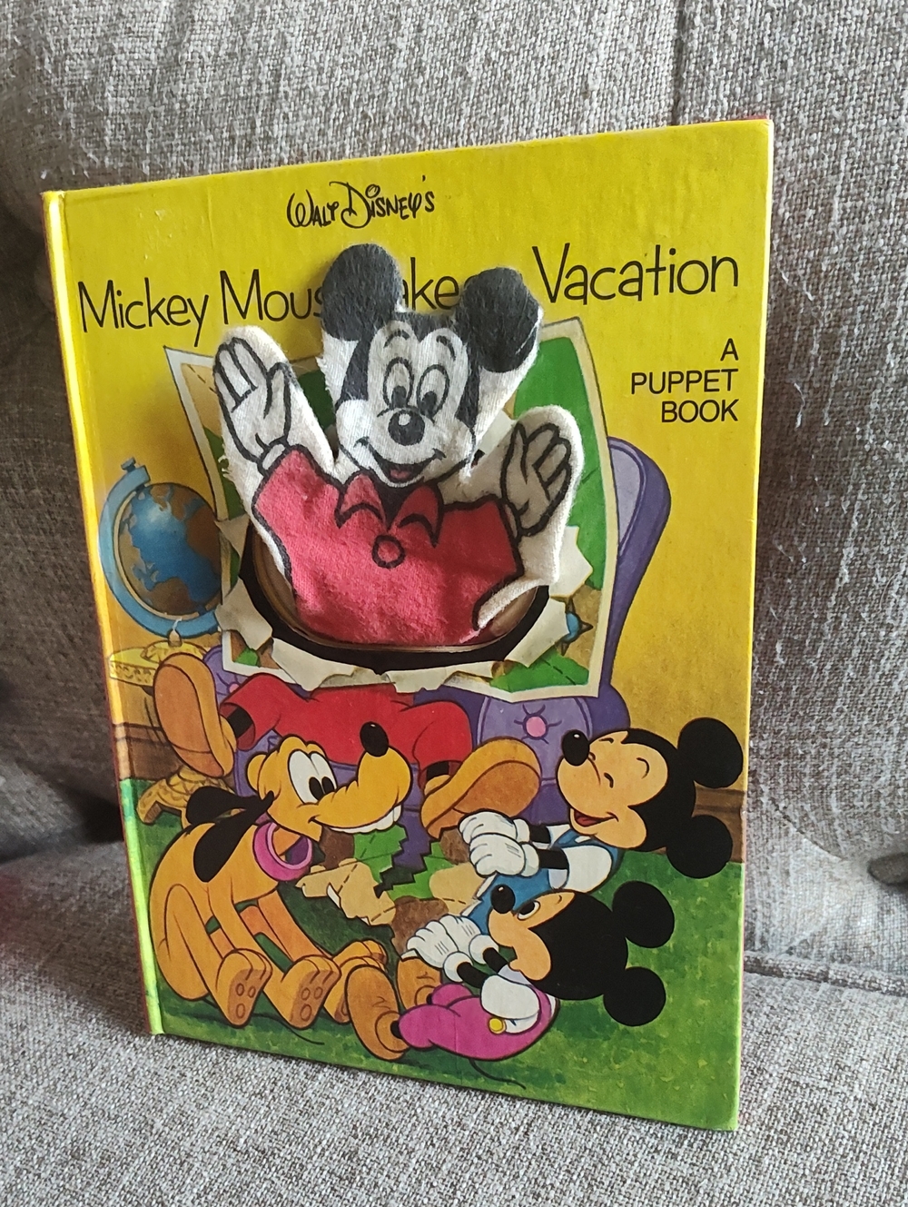 Vintage Mickey Mouse Puppet Book - Yellow Cover 1976 Walt Disney Productions